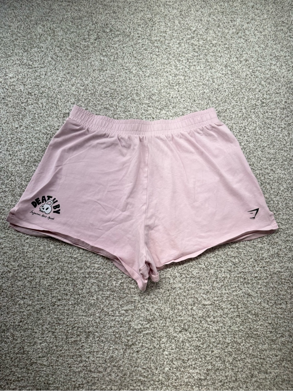 Women's Gymshark Pink Death By Bulgarian Split Squats Cotton Graphic Shorts Sz S